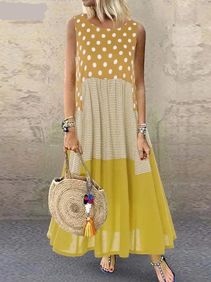 Women's Bohemian Ruffle Sundress Summer Sleeveless Floral Printed Maxi Long Dress Casual Loose Party Tanks Vestido