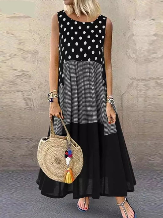 Women's Bohemian Ruffle Sundress Summer Sleeveless Floral Printed Maxi Long Dress Casual Loose Party Tanks Vestido