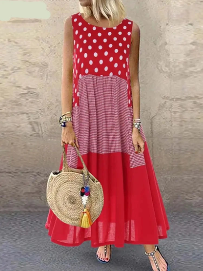 Women's Bohemian Ruffle Sundress Summer Sleeveless Floral Printed Maxi Long Dress Casual Loose Party Tanks Vestido